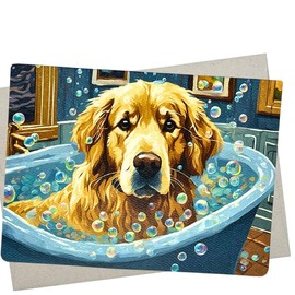 Whitman and Daughter Silly Golden Retriever Birthday Card (1 Premium Card, 5X7 Inch) blank for every occasion like miss you, thank you, or thinking of you - 787