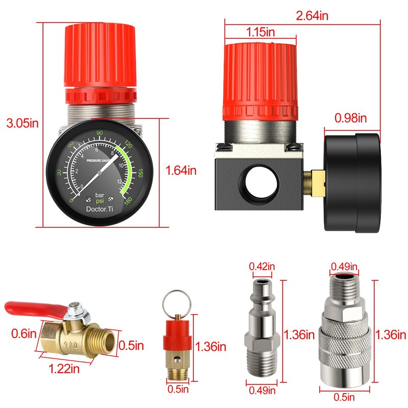 Preciva Air Compressor Pressure Switch Control Valve with 4 Way