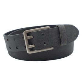NK Belt GmbH Handmade Men's Leather Belt Made of Buffalo Leather with Double Pin Buckle, Made in Germany, Suit Jeans Belt 43 mm #DD-15, black