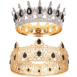 MTLEE Prom King Crowns for Men Royal Crown with Rhinestone Crowns for Women Crystal Queen Royal Round Crown for Wedding Party Decor(Delicate Style)
