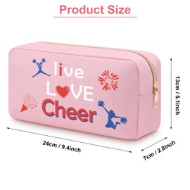 Cheer Leading Gifts Cheerleaders Oxford Cloth Makeup Bag Cheer Bags for Cheer Leaders Christmas Birthday Gifts for Cheerleader Cheer Lover Gifts Double Side Travel Zipper Toiletry Bag