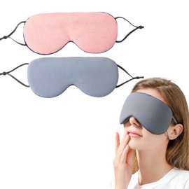 Copeflap Eye Mask, For Sleeping, Light Blocking, Good Sleep, Washable, Warm, Ear-hook Type, For Both Hot and Cold Use, Set of 2 (Gray & Pink)