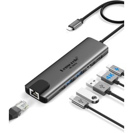 Lemorele USB C Hub HDMI, 6 in 1 USB C Hub with Gigabit Ethernet, 4K @ 60Hz HDMI, 2 x USB 3.0 & USB C 3.0 Port, 100 W PD Charging, USB C Docking Station Compatible MacBook, Laptop, PC, Windows, XPS and