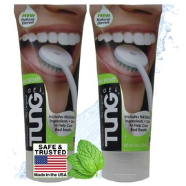 TUNG Tongue Gel, Natural Mint Blast Tongue Cleaner Paste, Bad Breath Odor Eliminator, Halitosis Defense, BPA Free, USA Made (2-PACK)