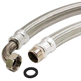 Domestic Waterworks Stainless Steel Flexible Hose 1 Inch Reinforced Hose Sanitary (ÜM Bogen x AG - 60 cm)