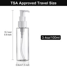 Cosywell Empty Plastic Pump Bottles Dispenser TSA Approved 3.4oz 8 Pack Portable Refillable Container Clear Plastic Lotion Pump Dispenser Bottle for Facial Cleansing Oil Shampoo Shower Gel