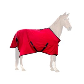 Horse Fleece Cooler Exercise Bath Moisture Wick Blanket for Drying Horse Faster (Red, 72 in)
