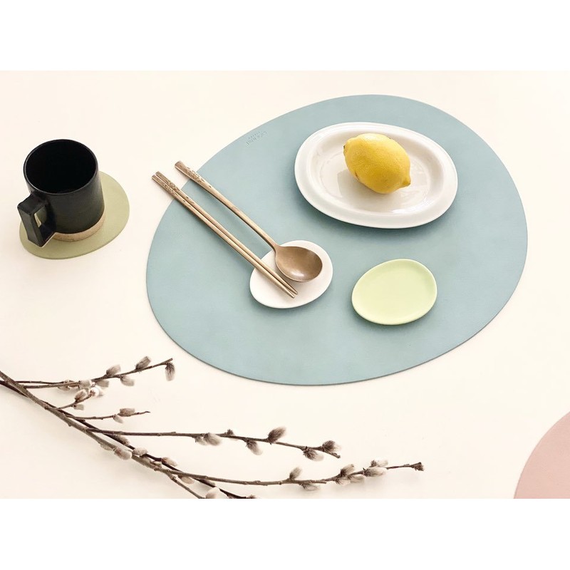 Le&amp;Me [Sisihosi] Le&amp;Me pebble double-sided leather table mat, green /