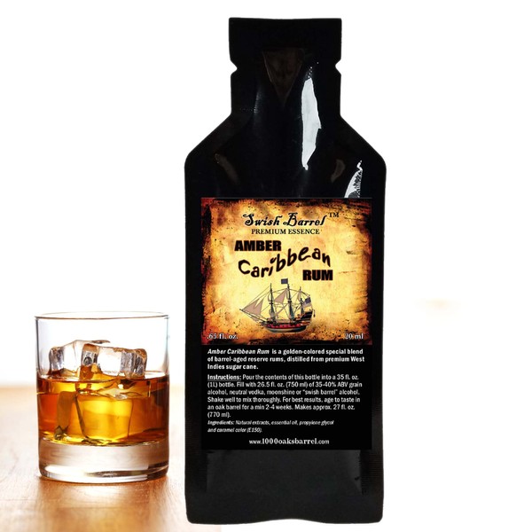 Amber Caribbean Rum Essence | Bootleg Kit Refills | Thousand Oaks Barrel Co. | Gourmet Flavor for Barrel Aged Cocktails Mixers and Cooking | 20ml (1)