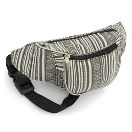 Bum Bag fanny Pack Festival Money Waist Pouch Travel Canvas Belt Grunge Neon (Black and white stripe)