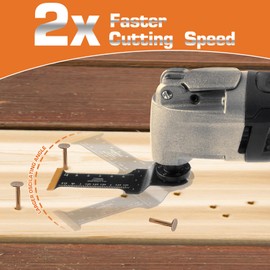 6 Pack Titanium Multi Tool Blades Extra-Long Reach Oscillating Saw Blades Multitool Accessories Kit for Wood Metal Screws Plastic Compatible with Fein Multimaster Makita DeWalt Bosch