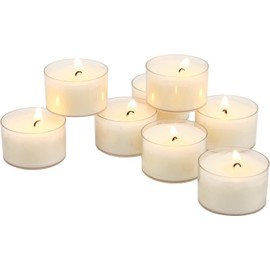 Stonebriar Bulk 96 Pack Unscented Smokeless Long Burning Clear Cup Tea Light Candles with 8 Hour Extended Burn Time, White