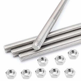 M5 Threaded Rod 200 mm 4 Pieces Threaded Rods Fully Threaded Rod Stainless Steel 304 Threaded Rod with 8 Hex Nuts for Making Engineering Furniture (M5 x 200)