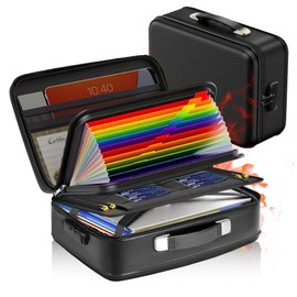 supply depot Fireproof Document Box,Fireproof and Waterproof Document Safe,Portable File Storage Box With Lock,Large Capacity,Hard Shell Material,For Storing Important Documents and Valuables (black)