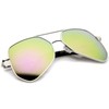 zeroUV Modern Hexagonal Geometric Metal Crossbar Mirror Lens Aviator Sunglasses