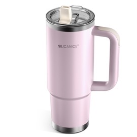 SILICANICE 30 Oz Insulated Tumbler with Flip Straw Lid - 100% Leakproof, Quick Clean Vacuum Stainless Steel | BPA-Free, Handle & Cupholder Compatible - 24H Cold, Travel/Gym/Office