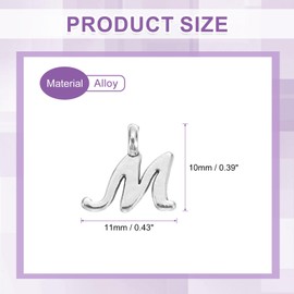 uxcell 100Pcs A-Z Alphabet Charm, Metal Alphabet m Letter Charm Initial Charm Pendant Bead for Necklaces Bracelets Jewelry Making Crafts, Silver