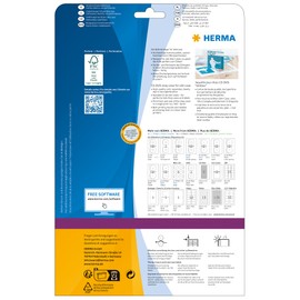 HERMA CD Case Inserts For Jewel Cases, 1 Insert Per A4 Sheet, 25 Inserts For Printers, With Perforation, 151 x 118 mm (5036), White