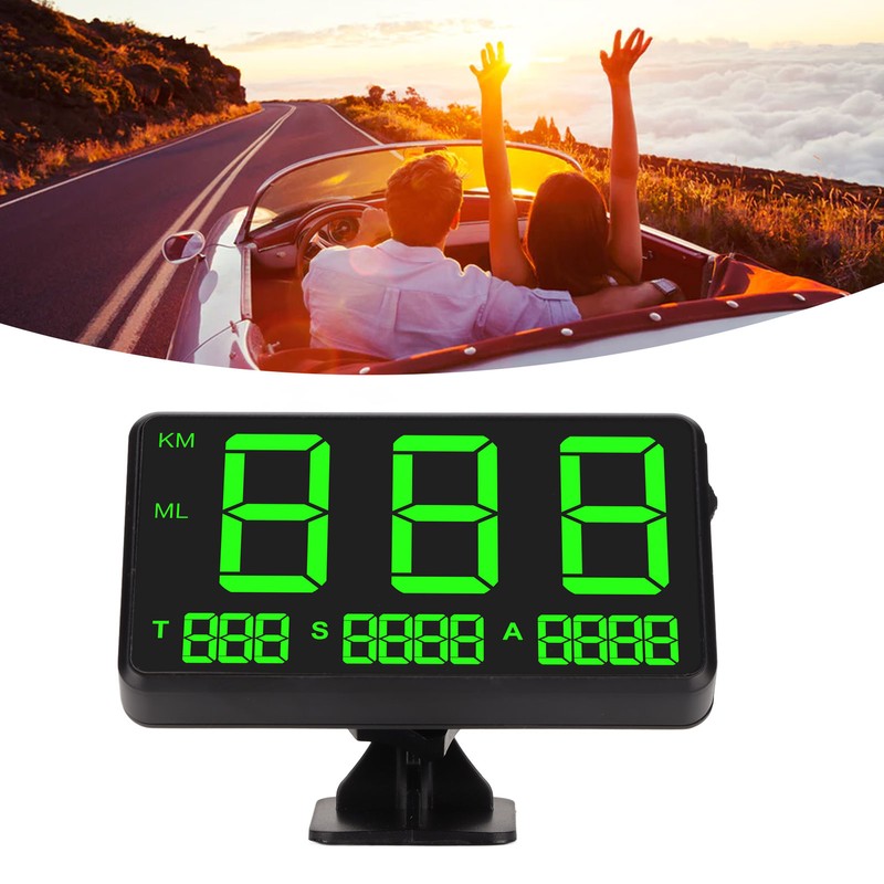 Universal Black 4.5in Car HUD Display 2 Alarm USB Power