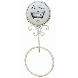 Biscottini Wall-Mounted Bathroom Towel Rack W16.5 x D9.5 x H37.5 - Wrought Iron Bathroom Towel Holder - White Towel Rail - Bathroom Accessories