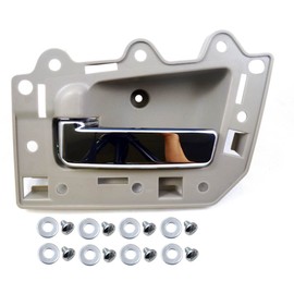 PT Auto Warehouse CH-2815ME-FL - Inside Interior Inner Door Handle, Beige/Tan Housing with Chrome Lever - Driver Side