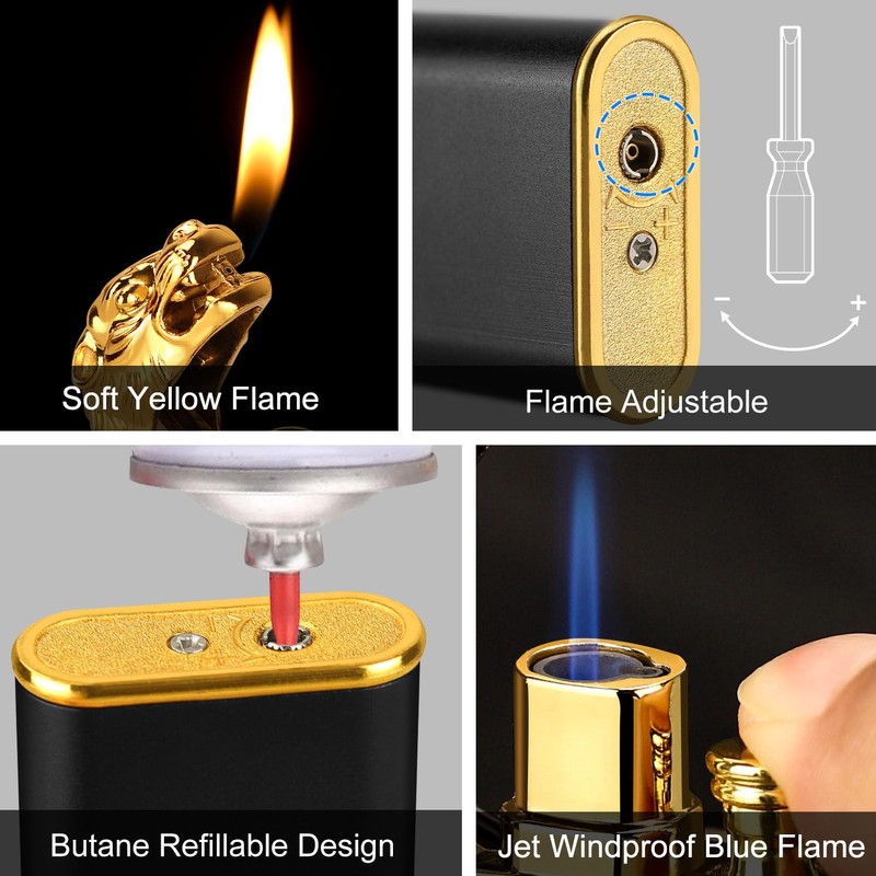 Magic Dual Flame Tiger Head Lighter - Butane Refillable Torch