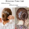Yusier 2 PCS Flower Rhinestone Hair Comb for Women Hairpin