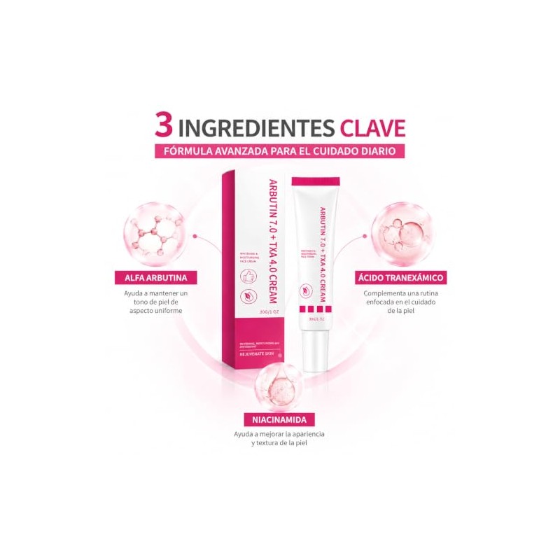 Crema Facial con Alfa Arbutina y Ácido Tranexámico para Piel