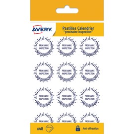 Avery – Pack of 48"Next Inspection" Dots + 12 Months + Years 20 to 25, Ultra-Resistant Anti-Burglar Material, 25 mm Diameter (VAL25NP) Avery