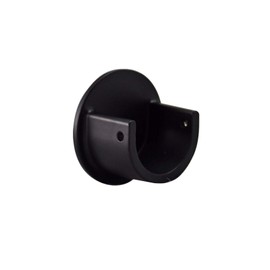 Your Home Online Metal 19mm & 28mm Curtain Pole Recess Wall Bracket Black Chrome Brass Copper (Matt Black, 19mm Quantity 2)