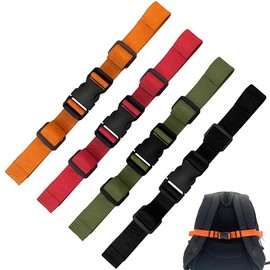 YDAKGUEY 4 Pair Backpack Chest Straps, Heavy Duty Adjustable Sternum Bumbag Extender Strap with Quick Release Buckle for Kids Hiking and Jogging - Olive drab, Black, Red, Orange