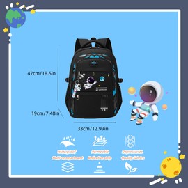 ZHANAO Astronaut Kids Backpack for Boys Waterproof Lightweight Space Schoolbag for School Elementary Bookbag for Children