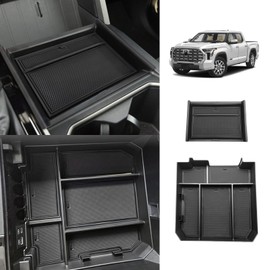 Muslogy Center Console Organizer Compatible with Toyota Tundra 2022-2024 Accessories Console Insert Box & Lower Center Console Storage Gear Shift Storage Box 2PCS Set(Console Organizer+Lower Tray)