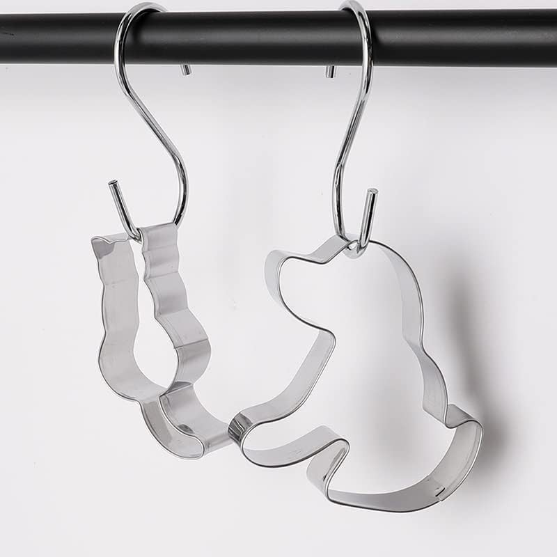 2Pcs Silver Cookie Cutters Set Cat Dog Cookie Cutter Stainless