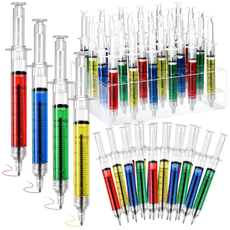 Chiisong 24 Pcs Syringe Pens Nurse Pens Bulk with Plastic