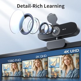 EMEET NOVA 4K Webcam para PC - Ultra 4K HD, enfoque automático PDAF, micrófonos omnidireccionales duales, FOV de 73°, corrección automática de luz, US