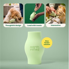 Earth Rated Treat Dispensing Dog Toy, Enrichment Toy for Adult and Puppy Dogs, Slow Feeder, Dishwasher and Freezer-Safe, Natural Rubber, Small, Green