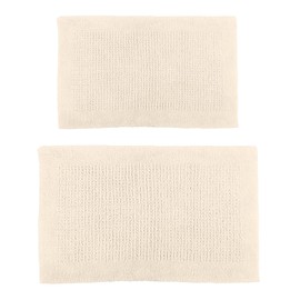 Lavish Home Bathroom Rugs - 2-Piece 2500GSM Cotton Bath Mat Set - Reversible Rugs for Shower, Tub, Toilet, or Vanity - Machine Washable Bath Mats for Bathroom, Kitchen, or Laundry Room (Ivory)