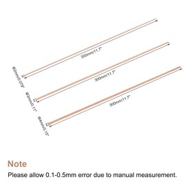 sourcing map 2,3,4mm Diameter 300mm Length Solid Copper Round Rod Lathe Bar Stock for DIY Craft 3in 1set