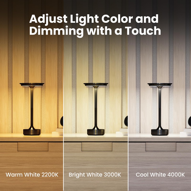 Feit Electric Table Lamp Touch Activated, 3 Color Temperatures, Dimmable,