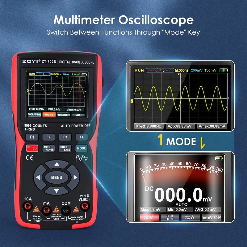 Ovshnrr Digital Oscilloscope Multimeter 2 in 1, Handheld Digital Oscilloscope,