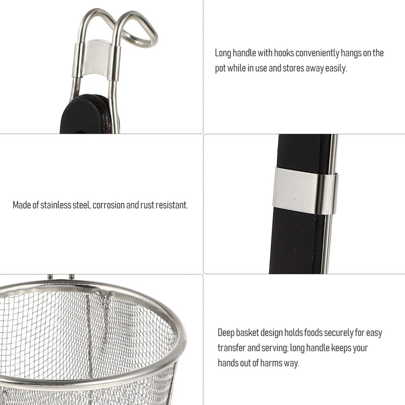 Kichvoe Mesh Spider Strainer, Width 5.5Inch Stainless Steel Pasta Basket