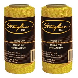 Stringliner 35000 Mason’s Line Replacement Rolls – 1/8 Lb. #18 Construction Replacement Roll Twisted Gold 135'. (2 Pack)
