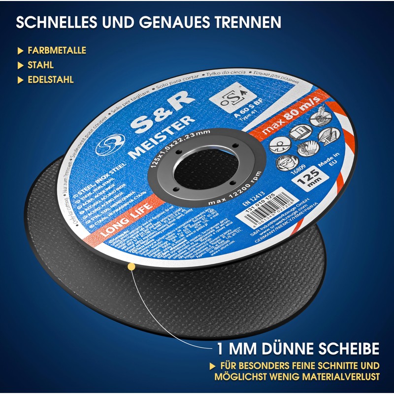 S&R Professional Cutting Disc 125 mm - Thin 1 mm