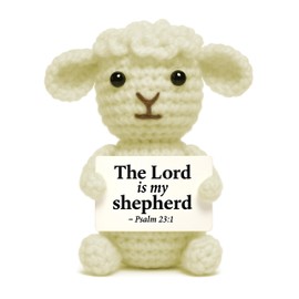 MAMAGIFTREE Crochet Little Sheep Plush Toy,Lamb Stuffed Birthday Gifts for Women,Baby Shower Baptism Newborn Gift Christian Gifts for Women, Bible Verse Inspirational Religious Gift