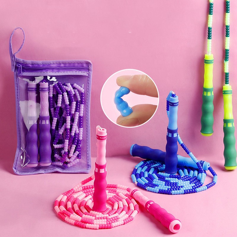 Jump Rope Comfortable Grip Adjustable Durable Lightweight Safe Beaded Skipping