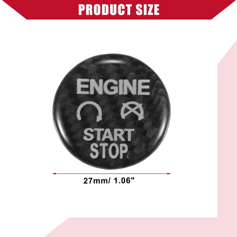 Hihaha Carbon Fiber Pattern Engine Start Button Cover Trim for