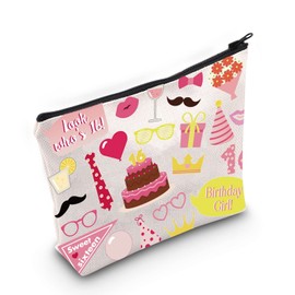 LEVLO Sweet Sixteen Theme Party Gift Happy Sweet Sixteen Cosmetic Bag Birthday Gift for Sweet Sixteen, Sweet Sixteen, Cosmetic bag