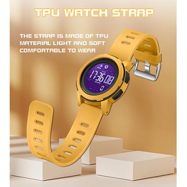 DIDITIME Sports Digital Watch for Men Tactical Watches with Pedometer Waterproof Watch for Women/Men Fitness Watch Work Watch Outdoor Military Watches Men's Wristwatches with Pedometer, Yellow,