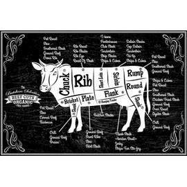 mrdeco Metall Schild 12x18cm gewölbt Beef cuts Organic Deko Blechschild Tin Sign
